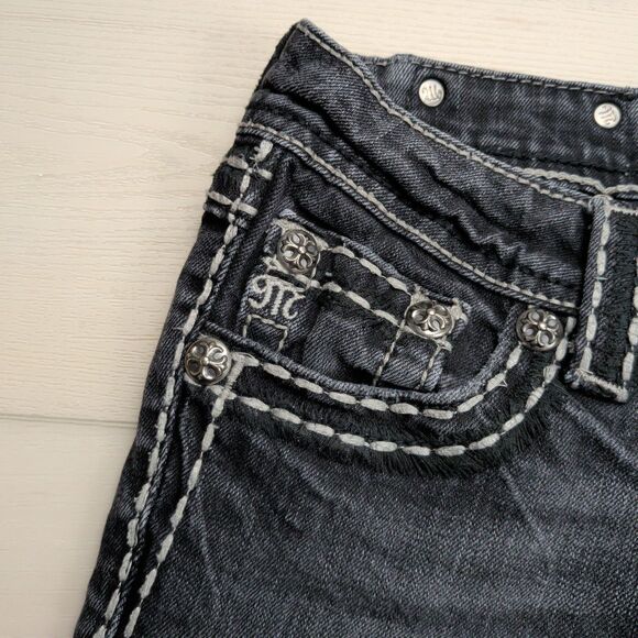 Miss Me Jeans Womens 27 Dark Gray Skinny JP5014SK-3 Embellished Pockets Denim - Picture 2 of 15